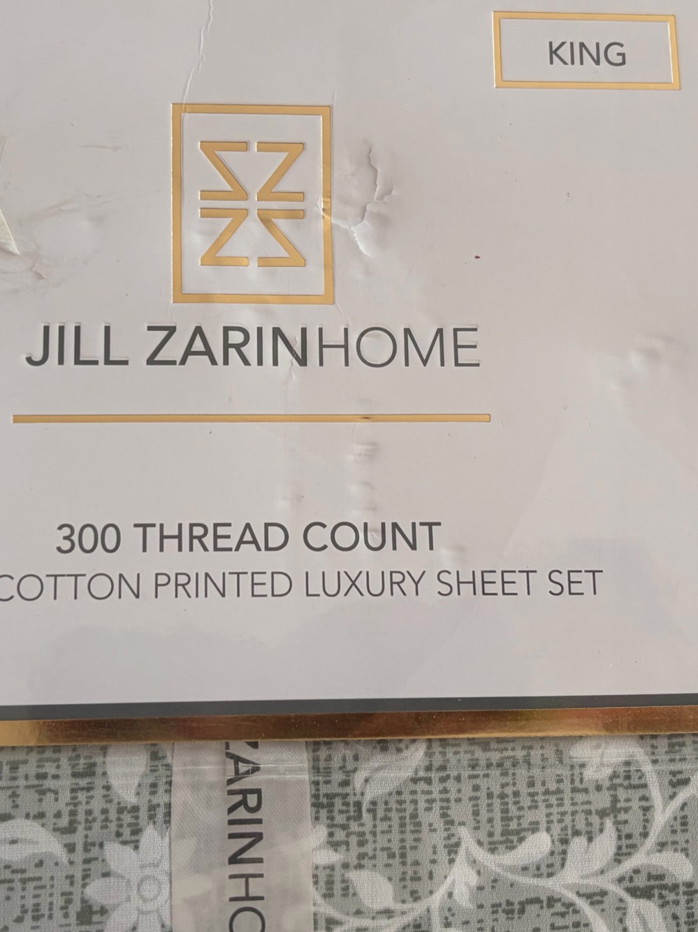 Jill Zarin Home King 300TC Printed Cotton Sheet Set in Light Gray Floral